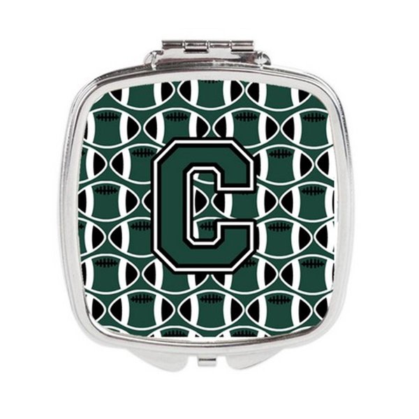 Carolines Treasures Letter C Football Green and White Compact Mirror CJ1071-CSCM